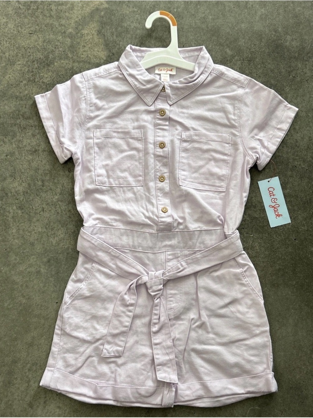 Cat & Jack Soft Lilac Tie-Waist Short Romper